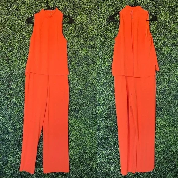 Trina Turk Marisa Sleeveless Crepe Illusion Jumpsuit, Hot Mambo